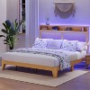 TackView Rattan Full Size Bed Frame with with Charging Station, Bohemian Bed Frame, No Box Spring Needed - 3 of 4