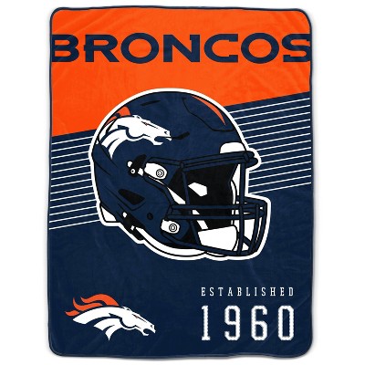 Nfl Denver Broncos Legacy Script Sherpa Flannel Fleece Blanket : Target