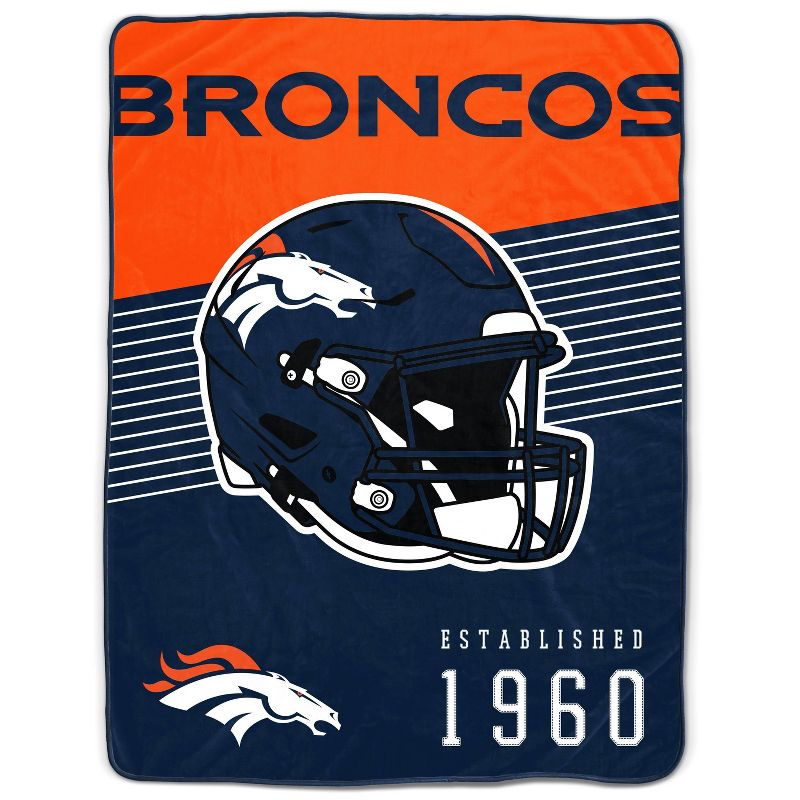 NFL Denver Broncos Helmet Stripes Flannel Fleece Blanket, 1 of 4