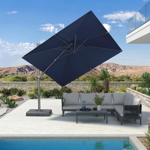 PURPLE LEAF Cantilever Patio Umbrella Outdoor Offset Umbrella with 3 Years Fade Resistance Recycled Fabric With Base - 1 of 1