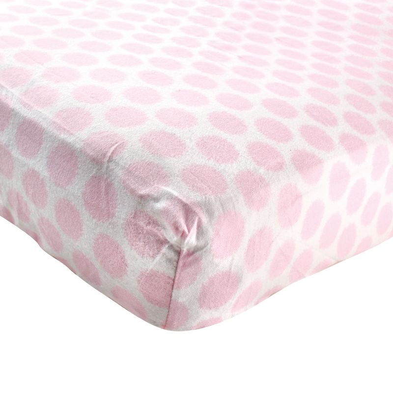 Luvable Friends Baby Girl Fitted Crib Sheet, Pink Dot, One Size, 1 of 3