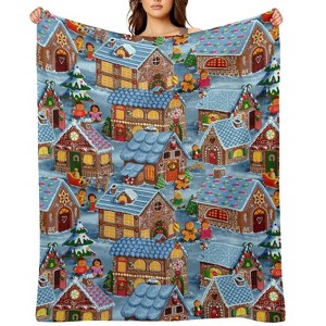 Gingerbread Village On Christmas Christmas Throw Blanket Soft Fleece Christmas Blanket Cozy Flannel Throw for Couch Bed 30x40 inches - 1 of 1