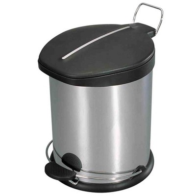 Home Basics 12 Liter Brushed Stainless Steel with Plastic Top Waste Bin, Silver
