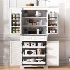 Farmhouse Pantry Cabinet with 3 Pull Out Organizers, 6 Door Shelves & 2 Drawers, 71" Tall Kitchen Storage Hutch for Dining Room-3irtyhousy - 3 of 4