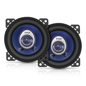 Pyle 4 Inch Upgraded Blue Poly Injection Cone 2 Way 180 Watt 4 Ohm Car Sound Speaker with Non Fatiguing Butyl Rubber Surround - 1 of 4
