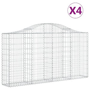 vidaXL - Gabion Basket 4 Pcs - Decorative Sound-Insulating Outdoor Garden Barriers - Arched Galvanized Iron - 78.7"x11.8"x39.4/47.2" - 1 of 4