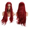 Unique Bargains Women's Long Straight Hair Lace Front Wigs 26" Wine Red 1 Pc - 3 of 4