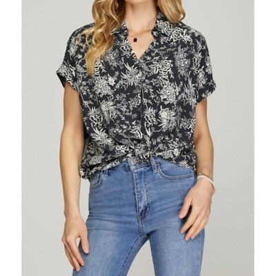 Women's Cassie Drop Shoulder Printed Top - SHE + SKY