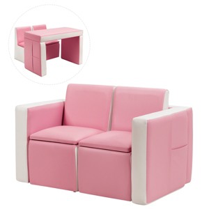 Infans Multi-functional Kids Sofa Table Chair Set 2 Seat Couch Furniture W/Storage Box - 1 of 4