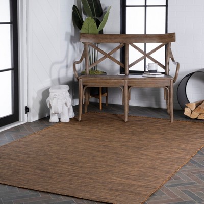 Ethan Easy-Care Brown Synthetic 4' x 6' Flatweave Area Rug