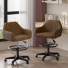 VECELO Height Adjustable Office Chair PU Leather Desk Chair Ergonomic Swivel Stool with Back and Arm Black/Brown/White - 2 of 4