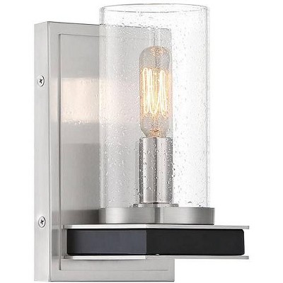 Minka Lavery Modern Wall Light Sconce Brushed Nickel Hardwired 5" Fixture Clear Seeded Glass Shade for Bedroom Bathroom Reading