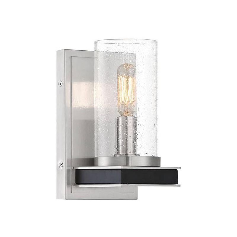 Minka Lavery Modern Wall Light Sconce Brushed Nickel Hardwired 5" Fixture Clear Seeded Glass Shade for Bedroom Bathroom Reading, 1 of 2