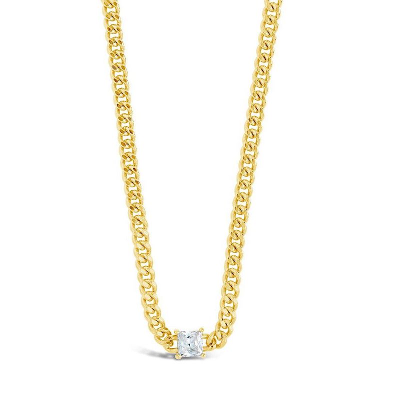 SHINE by Sterling Forever Curb Chain Necklace with Stationed CZ, 3 of 4