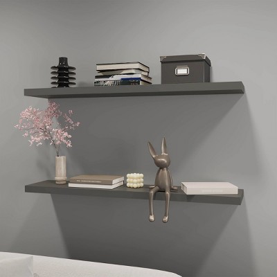 INFURNIC Decorative Wall Shelf Floating Shelf for Modern Office Living Room or Bedroom Display Easy Installation, Grey, 47.3"*9.8"*1.5"