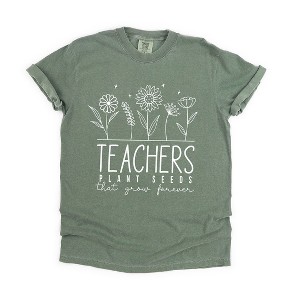 Simply Sage Market Women's Teachers Plant Seeds That Grow Forever Short Sleeve Garment Dyed Tee - 1 of 4