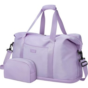 Expandable Travel Duffle Bag with Toiletry Bag, Weekender Overnight Hospital Bag for Women, Waterproof and Multi-Compartment - 1 of 4