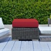 Modway Summon Outdoor Ottoman – Canvas Red Sunbrella Fabric Cushioned Patio Footrest with All-Weather PE Rattan Frame - 4 of 4