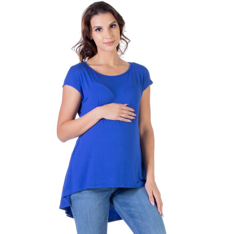 24seven Comfort Apparel Womens Scoop Neck High Low Maternity T Shirt Top, 1 of 5
