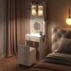 Small Vanity Desk with Mirror and LED Lights, Makeup Table with Charging Station and drawers and Storage Shelves - 4 of 4