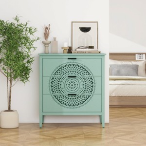 34"H Accent Cabinets For Living Room,Hollow-Carved Cabinet With 3 Drawers,Cabinet Storage Drawers,Cabinet Pantry-Maison Boucle - 1 of 4