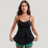 Anna-Kaci Swim Women's Tankini Swimsuit with Spaghetti Strap Top and Leaf Print Swim Shorts Set - 2 of 4