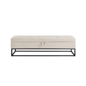 OUTSUPPLY Velvet Storage Bench with Metal Base, Multifunctional Ottoman for Bedroom, Living Room & Entryway - 1 of 4