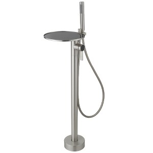 1-Handle Freestanding Floor Mount Roman Tub Faucet Bathtub Filler With Hand Shower and Storage Tray - 1 of 4