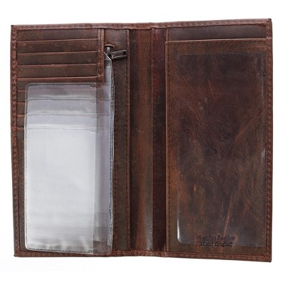 Marshal Men's & Women's Genuine Leather Checkbook Cover Wallet – Crocodile Pattern (Brown, Black, Tan, Wine)