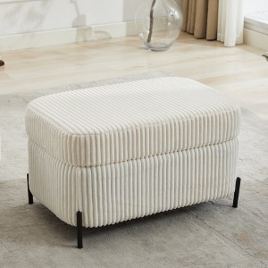 Airsurfer Medium Cream Ottoman Modern Ribbed Upholstery Ottoman Multipurpose Furniture for Living Room Relaxation - 1 of 4