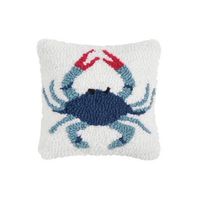 C&F Home 8" x 8" Blue Crab Petite Hooked Throw Pillow