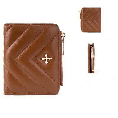 FATMOON Small Wallet for Women - Leather Credit Card Holder, Compact Bifold Purse for Everyday & Travel,ID Window Zip Pocket Wallet