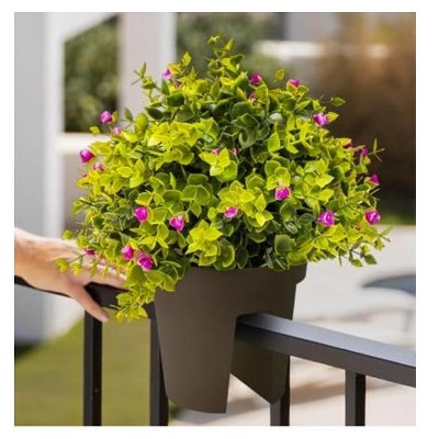 Modern Brown Plastic Railing Planter with Drainage Hole