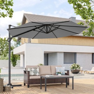 Sonkuki 10 FT Patio Cantilever Umbrella, Outdoor Round Offset Sturdy Umbrellas 360° Rotation - 1 of 4