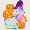 Junior's Design By Humans Cute Unicorn With Jack O Lantern Halloween T Shirt By thebeardstudio T-Shirt - 2 of 3