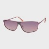 Metal Rectangle Shield Sunglasses - Wild Fable™ Pink: Adjustable Nose Pads, Maximum UV Protection - 2 of 2