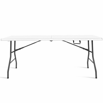 6-Foot White HDPE Folding Picnic Table with Steel Frame