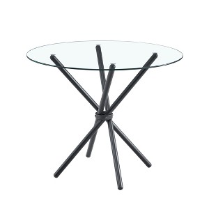 Maliang Round Clear Glass Dining Table For 4-6 People, With Ring-Shaped Gathered Metal Legs, Suitable For Kitchens, Dining Rooms - 1 of 4