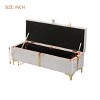 Elegant Upholstered Storage Ottoman Gray Bench with Metal Legs, Storage Bench for Bedroom, Living Room-Maison Boucle - 3 of 4