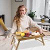Attop Acacia Bed Table Tray, Wooden Breakfast Tray with Folding Legs, Bed Tray for Eating and Laptop - 4 of 4