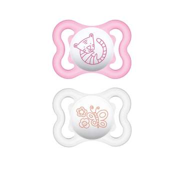 MAM Perfect Night Baby Pacifier, Patented Nipple, Glows in the Dark, 2  Pack, 16+ Months, Pink,2 Count (Pack of 1) Girl 16+ Month