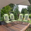 Outsunny Set of 4 Folding Patio Chairs, Camping Chairs with Adjustable Sling Back, Removable Headrest, Armrest for Garden, Backyard, Lawn, Green - 2 of 4