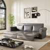 93.7" Faux Leather Chesterfield 3-in-1 Convertible Sofa Bed with Pull-Out Bed, Rolled Arms and Nailhead Trim - 2 of 4
