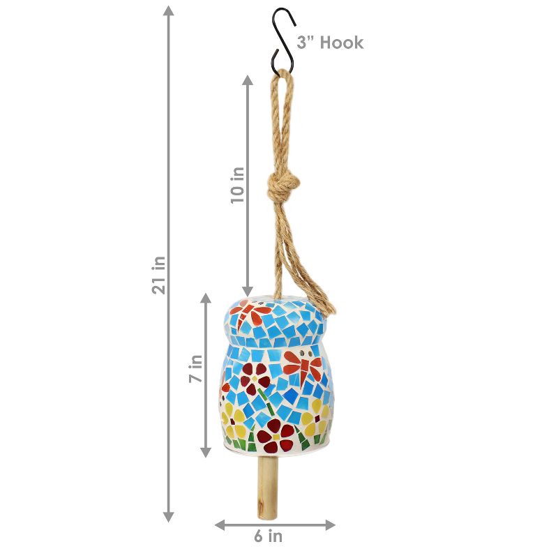 Sunnydaze Outdoor Spring Flowers Mosaic Glass Wind Chime Bell - 7", 4 of 14