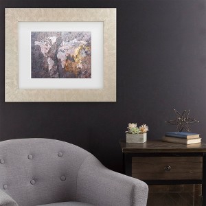Trademark Fine Art Michael Tompsett World Map - Rock Matted Framed Art - 1 of 4