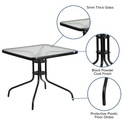 5-Piece Brown Steel and Glass Outdoor Dining Set