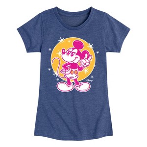 Girls' - Disney - Mickey Mouse Peace Sign Fitted Short Sleeve Graphic T-Shirt - 1 of 4