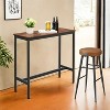 Bar Table, Narrow Long Bar Table, Kitchen Dining Table, Sturdy Metal Frame, Industrial Design, Rustic Brown - 2 of 4