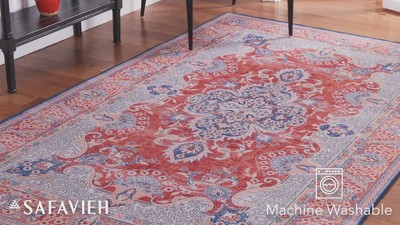 Tucson Contemporary 6' Square Blue Synthetic Washable Rug