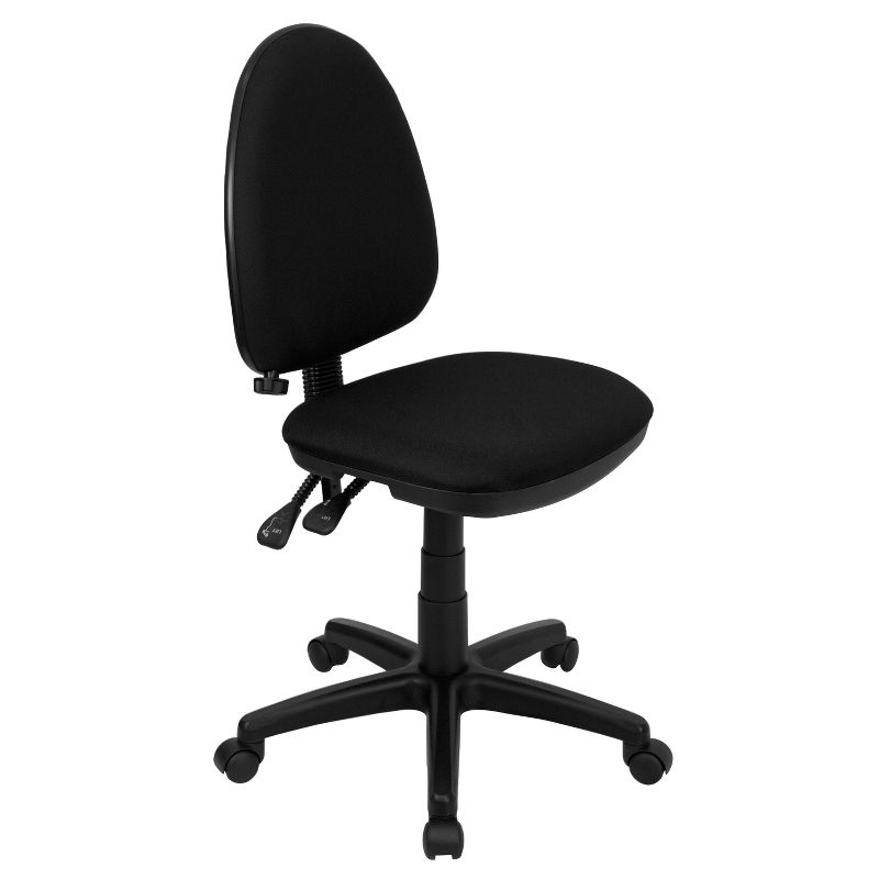 Flash Furniture Mid-Back Black Fabric Multifunction Swivel Ergonomic Task Office Chair with Adjustable Lumbar Support, 1 of 6